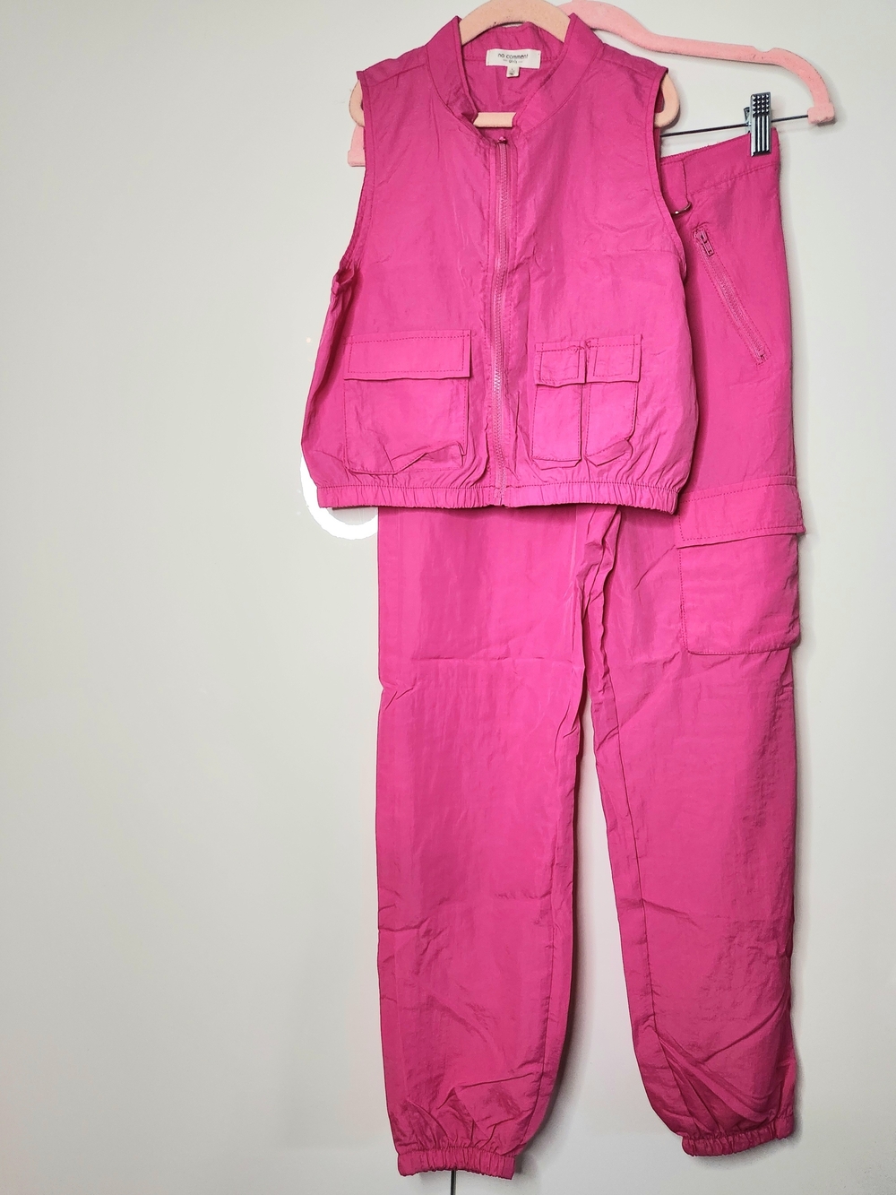 Girls Bright Pink Utility Vest & Cargo Pants Set